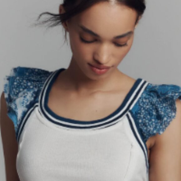 Brand New Women's Pilcro Flutter-Sleeve Fitted Tank Top - Picture 8 of 8